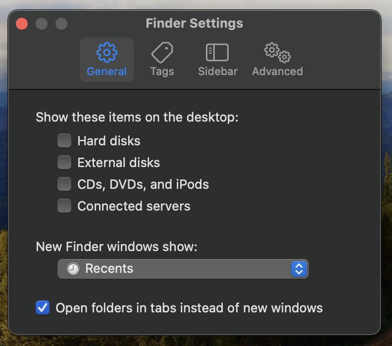 Joe's General Finder settings